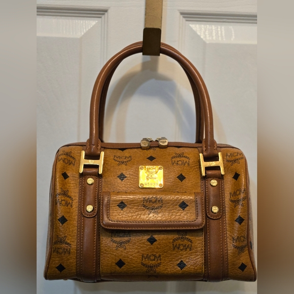 MCM Handbags - MCM COGNAC VISETOS MONOGRAM BOSTON BAG-AUTHENTIC